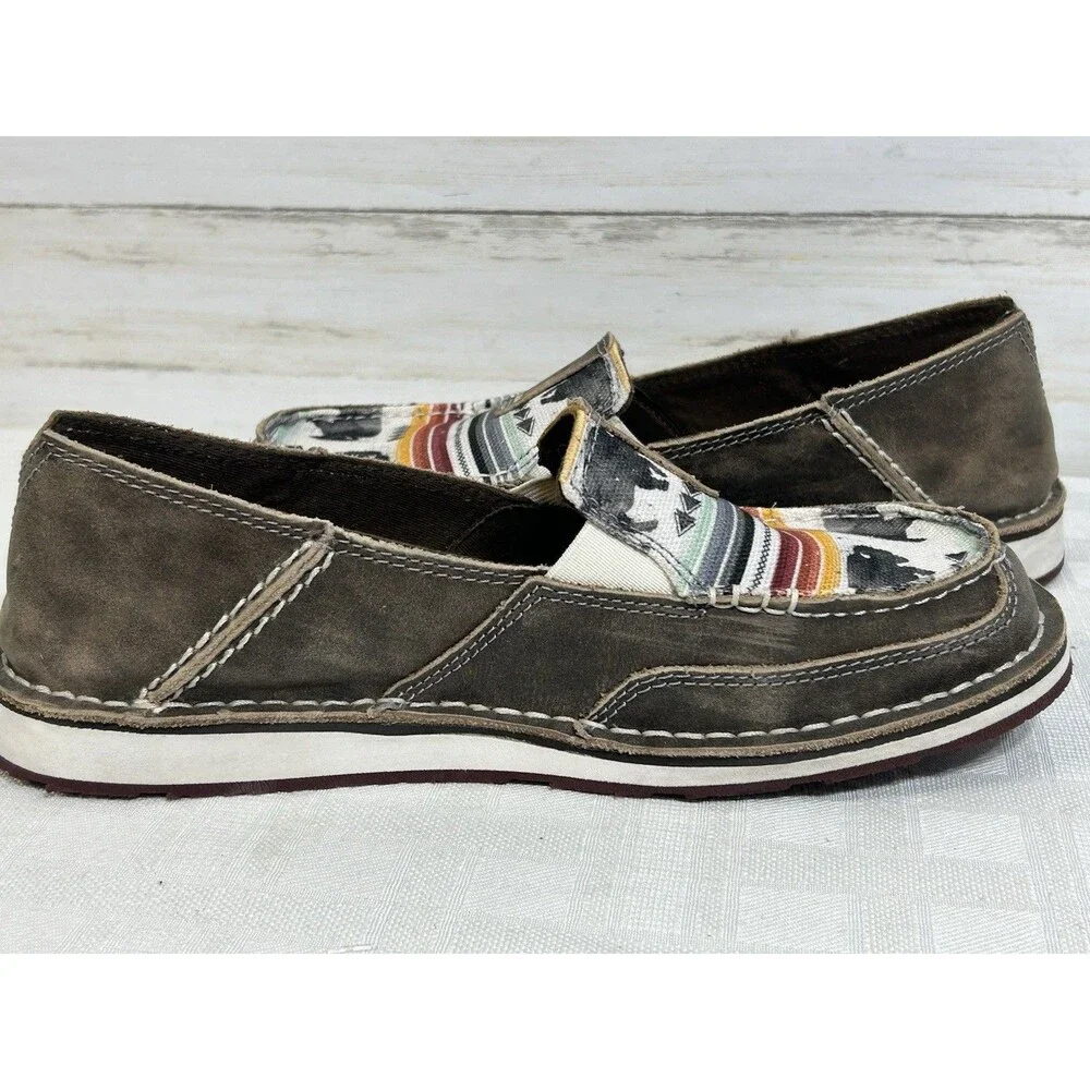 Ariat Women's US 7.5B Cruiser Slip On Shoes Natural Taupe Buffalo Print 10038418